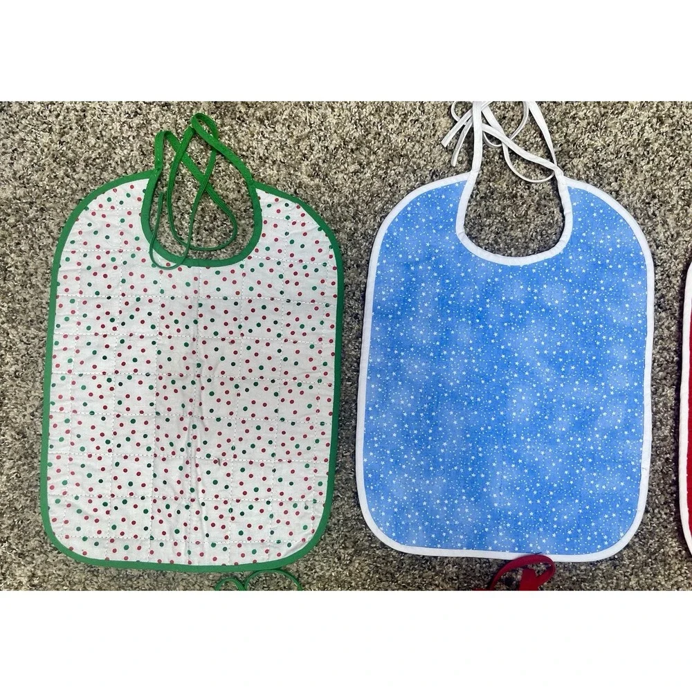 Lot Of‎ 6 Quilted Handmade Christmas Baby Bib  Large Size 12